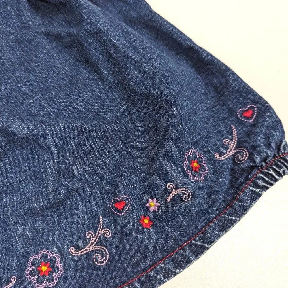 Vtg Oshkosh B'gosh Y2K Dress Girls 18m Dress Embroidered Bubble Hem